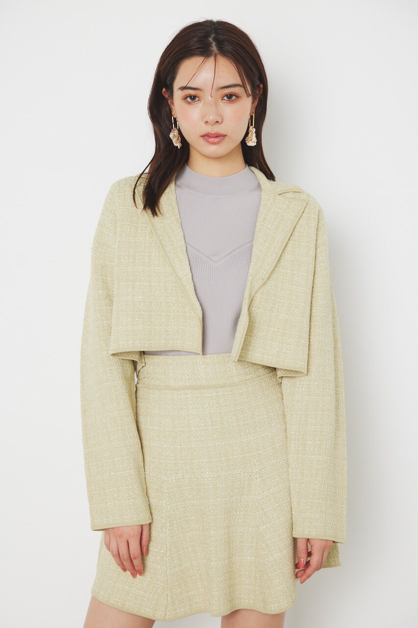 rienda「クロップドWテーラードツイードKnit JK」|その他|LIME