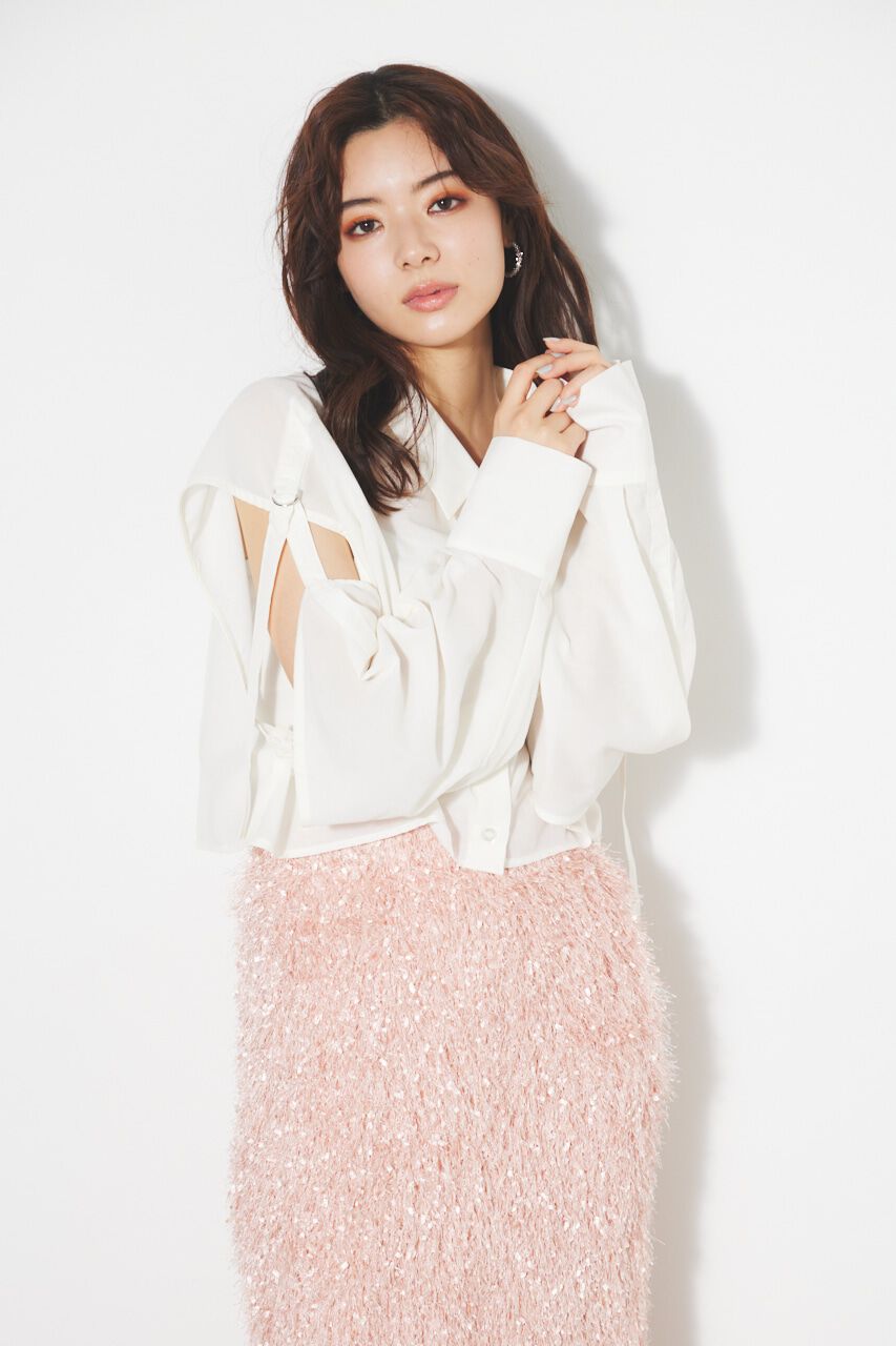 rienda「クロップドSH TOP」|シャツ・ブラウス|