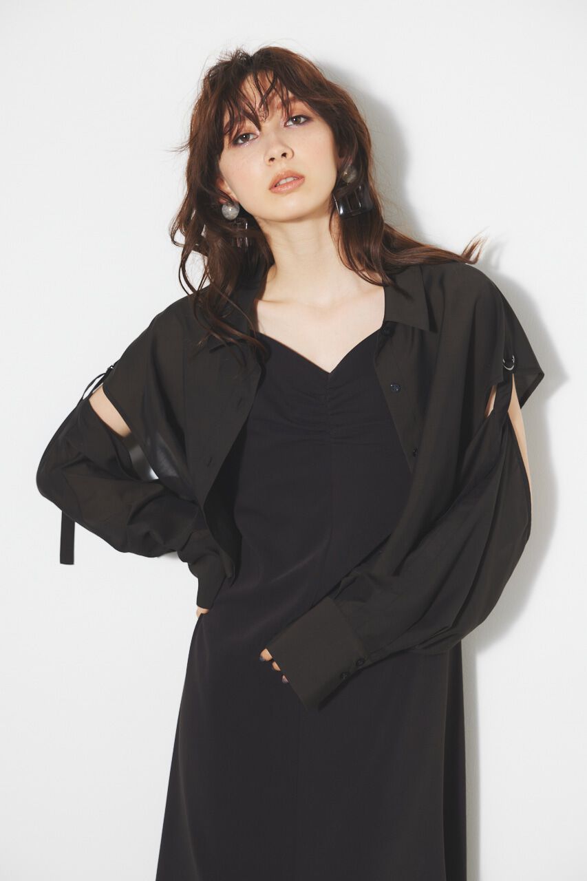 rienda「クロップドSH TOP」|シャツ・ブラウス|BLK