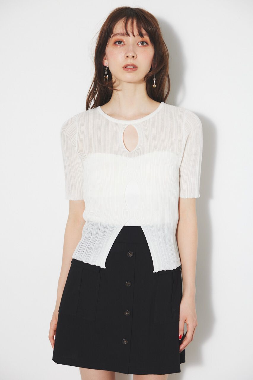 rienda「スリットデザイン2WAY TOP」|ニット・セーター|