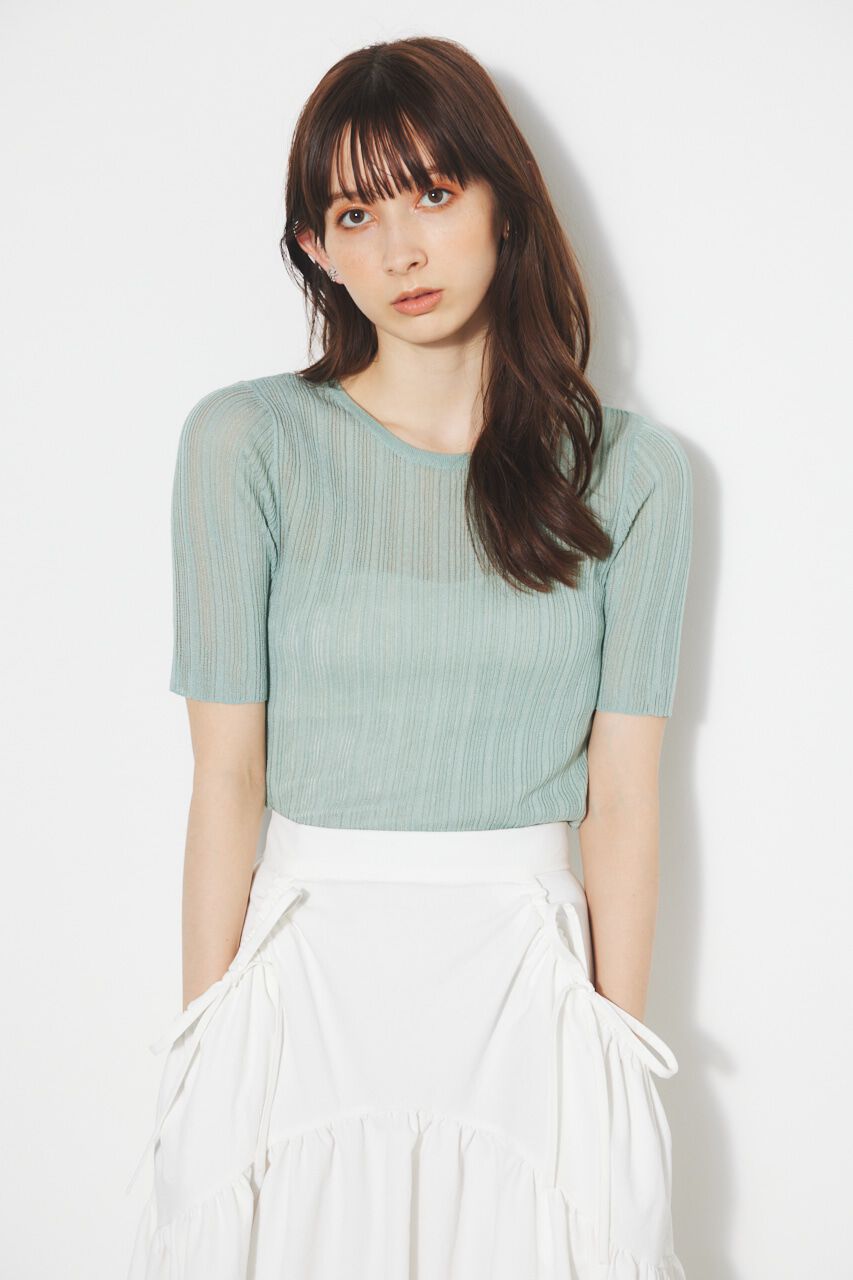 rienda「スリットデザイン2WAY TOP」|ニット・セーター|L/GRN1