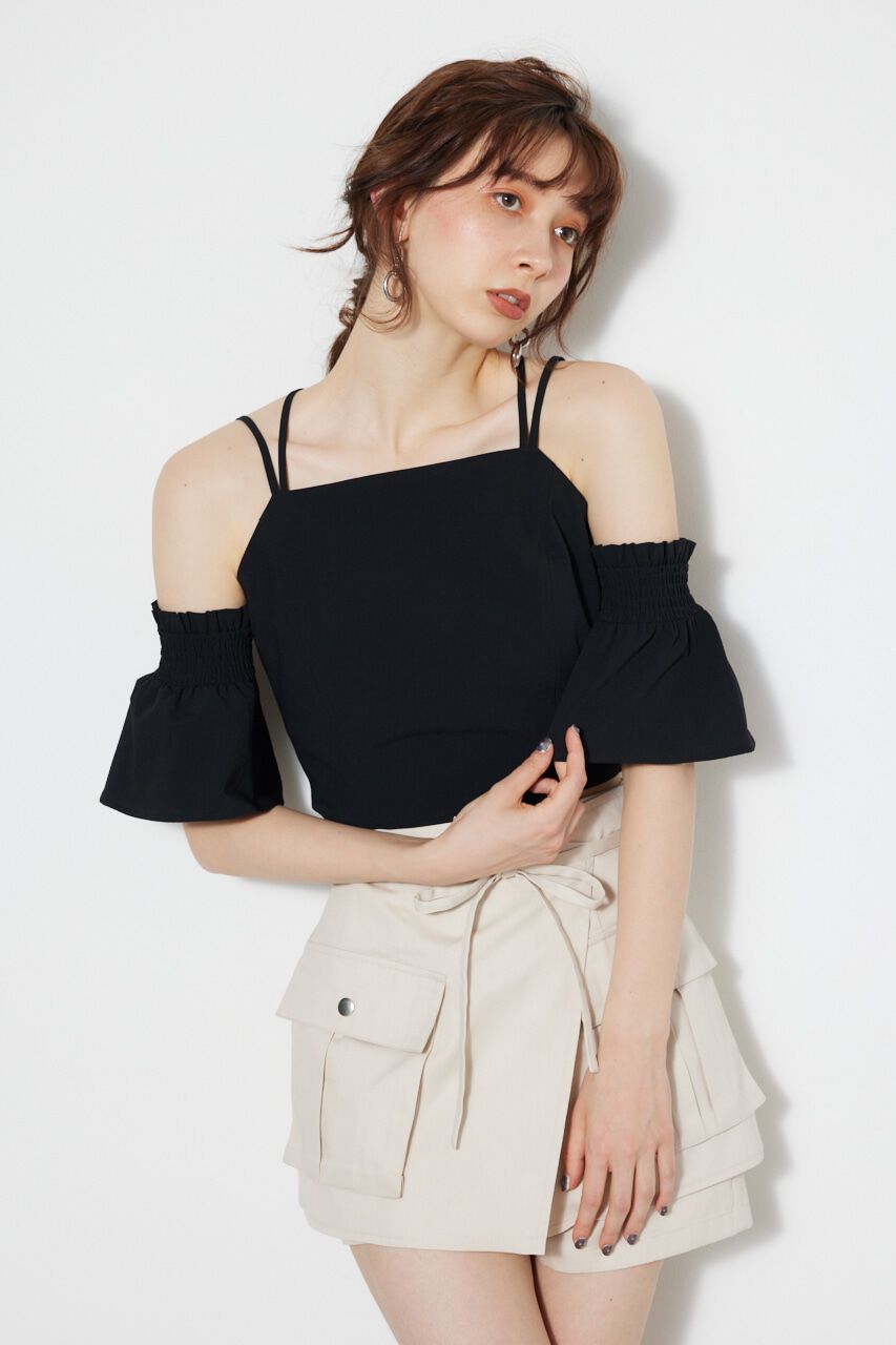 rienda「クロップドビスチェTOP」|タンクトップ|BLK