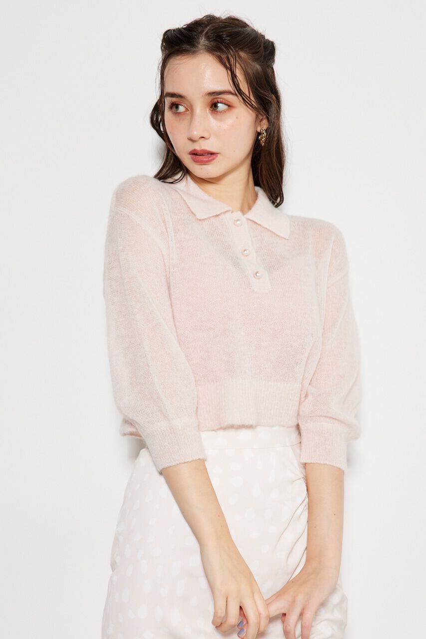 rienda「シアーパフポロKnit TOP」|ニット・セーター|