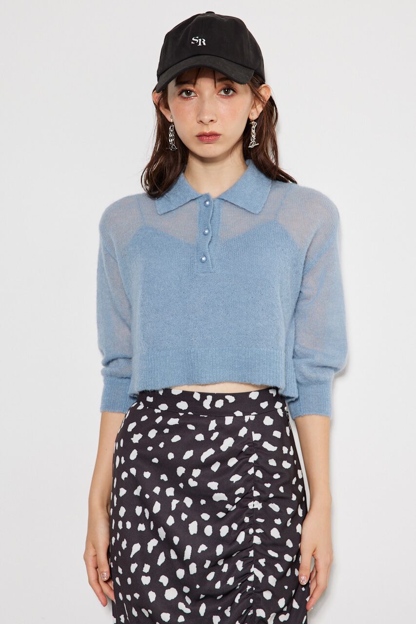 rienda「シアーパフポロKnit TOP」|ニット・セーター|
