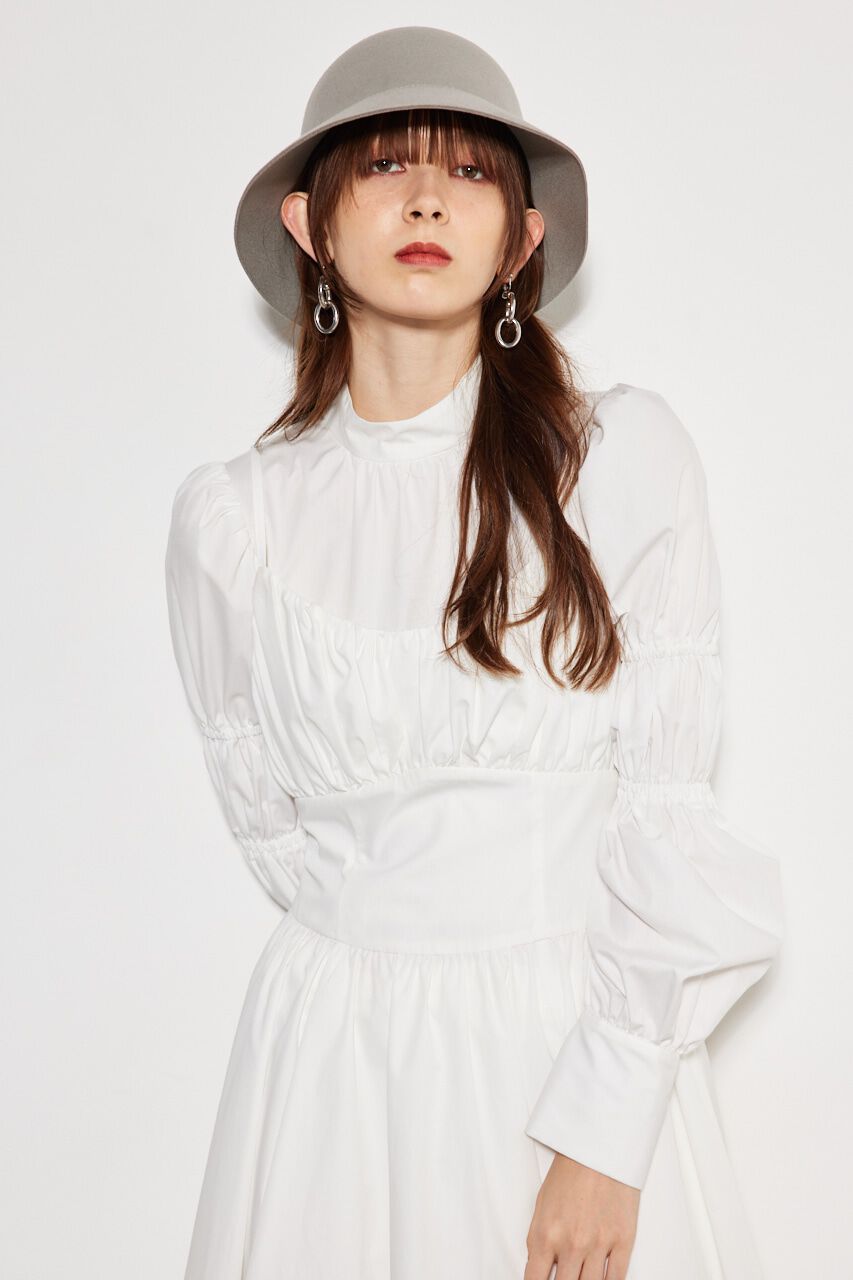 rienda「ビスチェディテールギャザーフレアOP」|ワンピース|