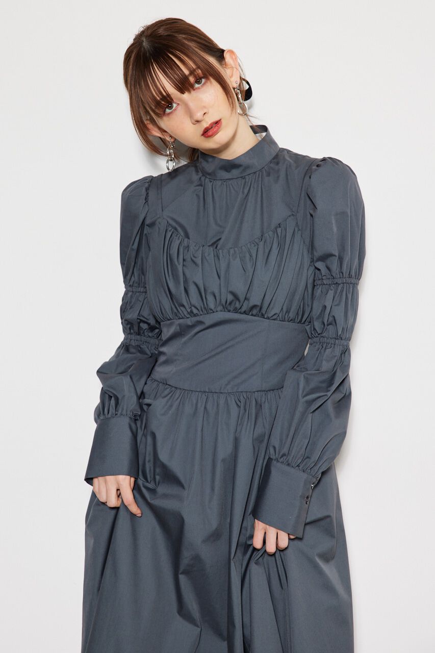 rienda「ビスチェディテールギャザーフレアOP」|ワンピース|