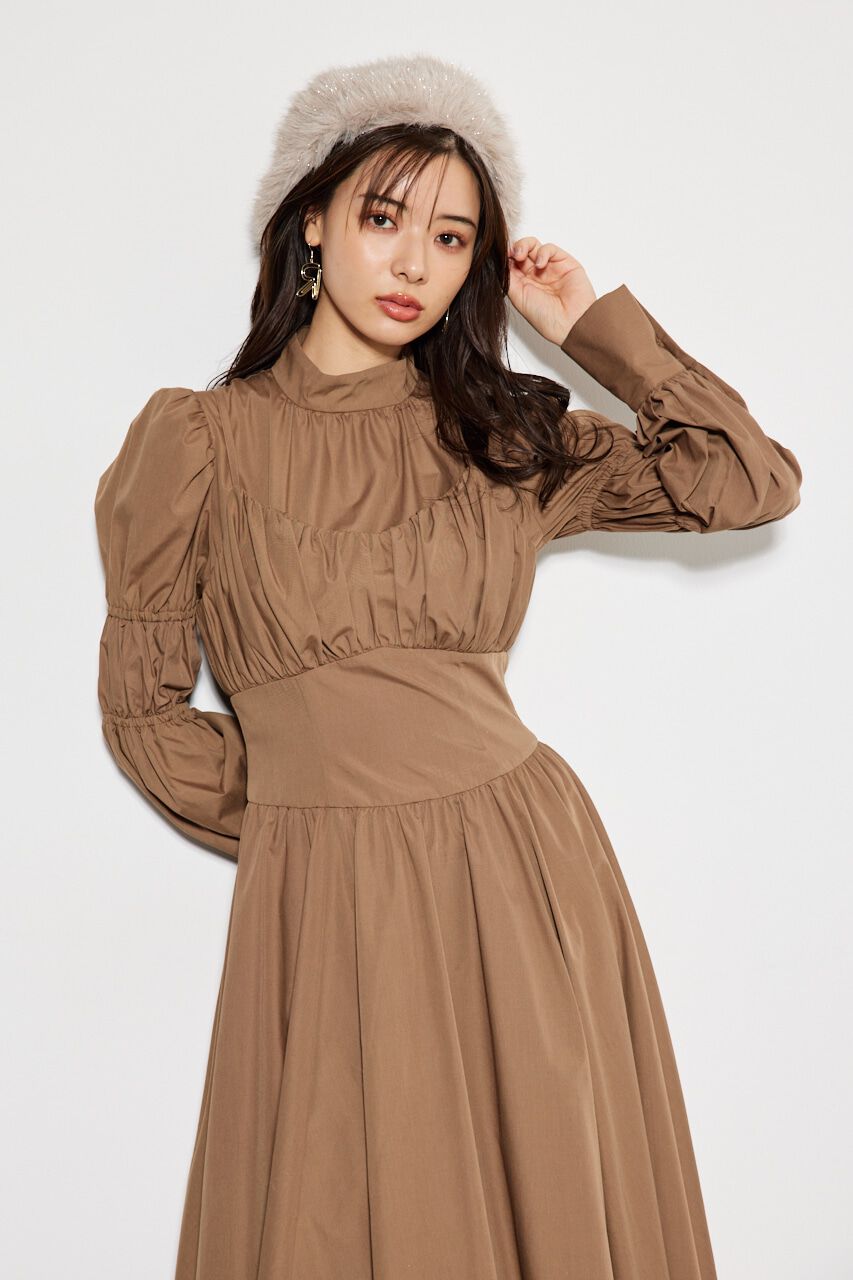 rienda「ビスチェディテールギャザーフレアOP」|ワンピース|