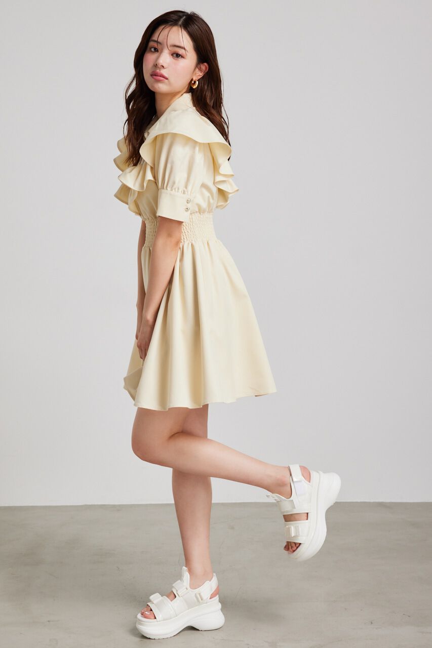 rienda「フロントZIPハーフスリーブSHミニOP」|ワンピース|