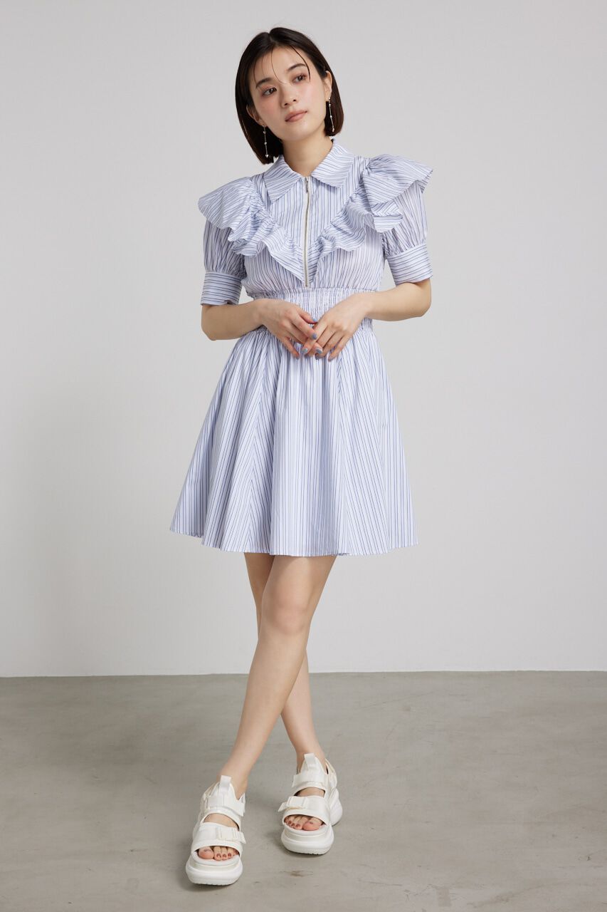 rienda「フロントZIPハーフスリーブSHミニOP」|ワンピース|