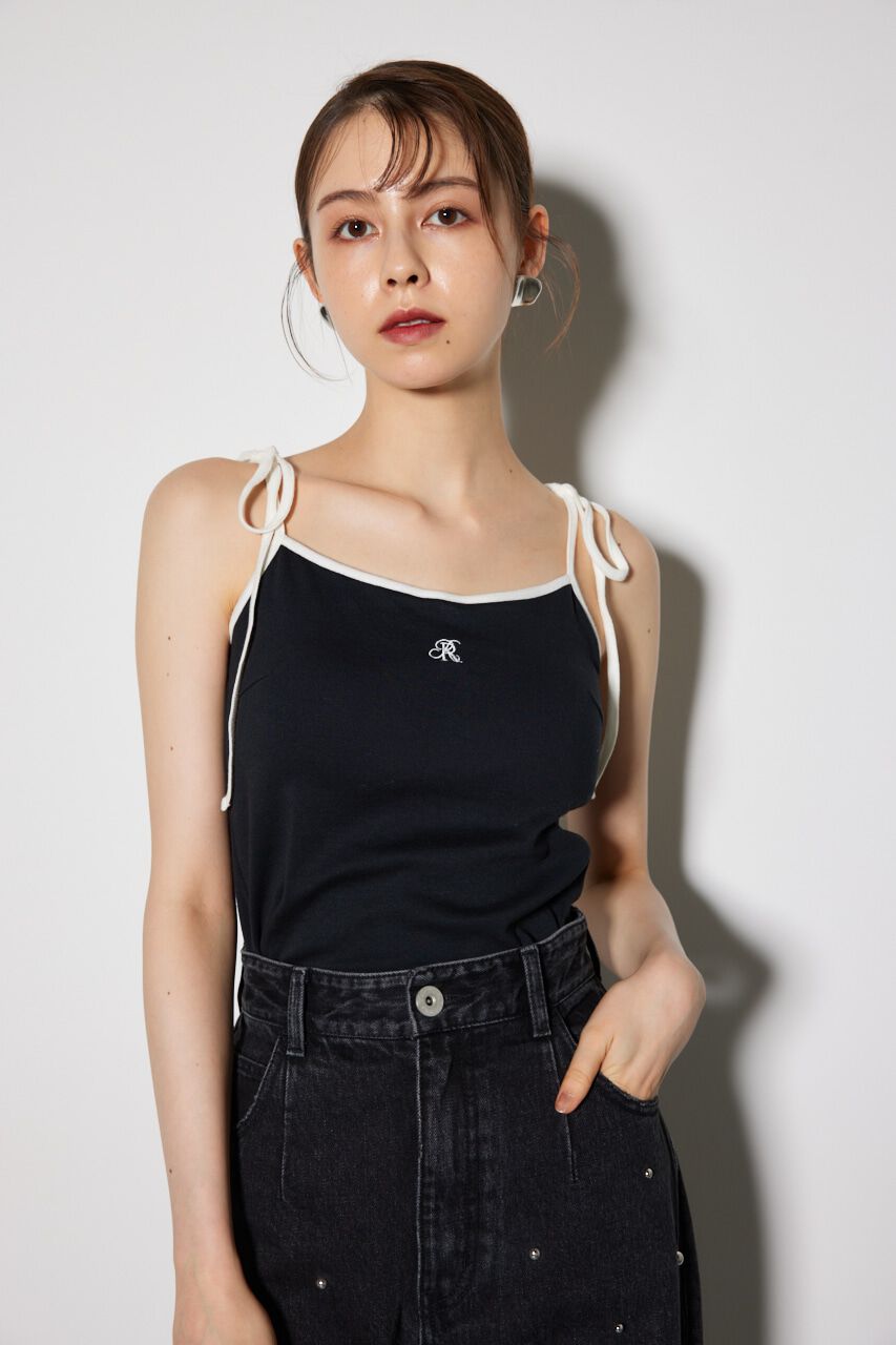 rienda「カップ付きリボンキャミトップス」|キャミソール|BLK