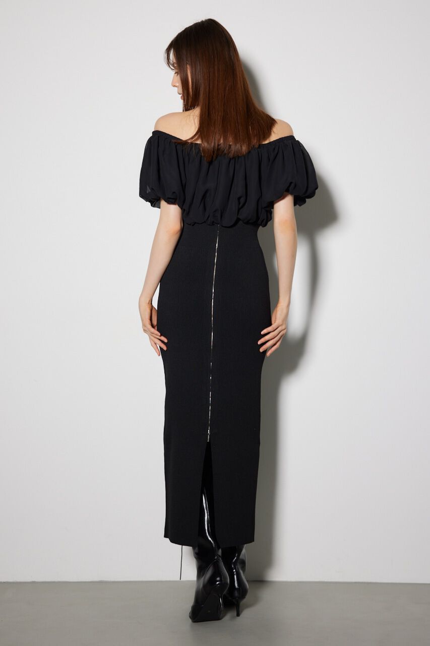 rienda「シフォンオフショルタイトニットワンピース」|ワンピース|