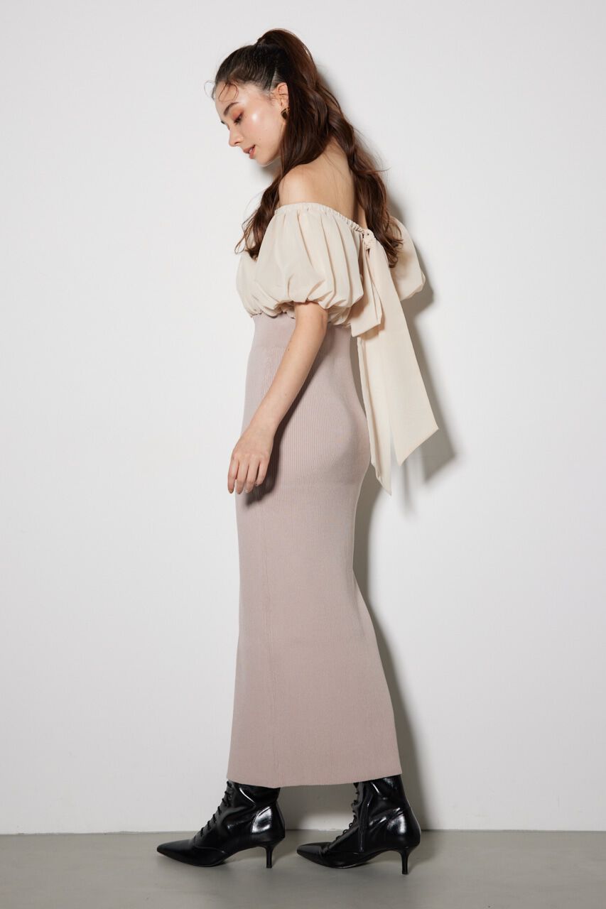 rienda「シフォンオフショルタイトニットワンピース」|ワンピース|