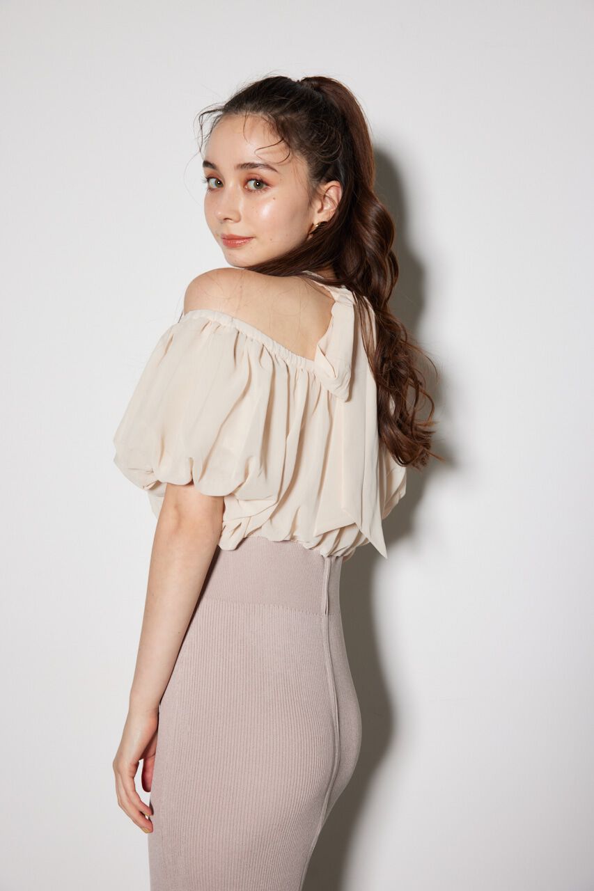 rienda「シフォンオフショルタイトニットワンピース」|ワンピース|