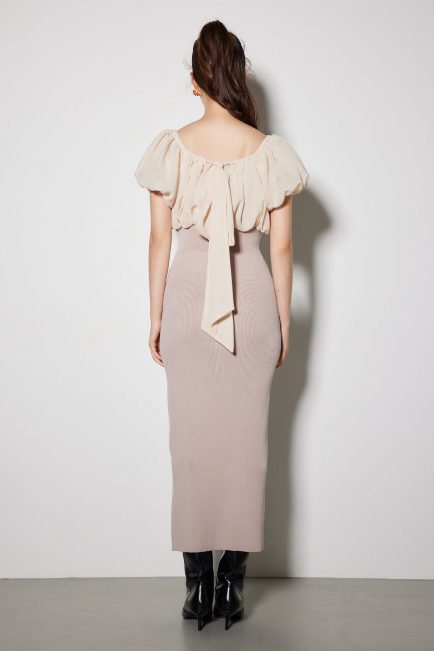 rienda「シフォンオフショルタイトニットワンピース」|ワンピース|