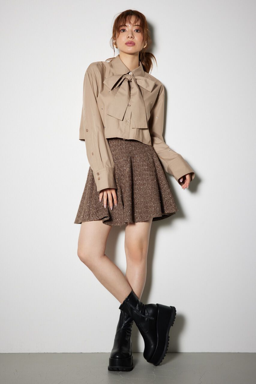 rienda「ボリュームフリルラメツイードスコットショートパンツ」|その他|