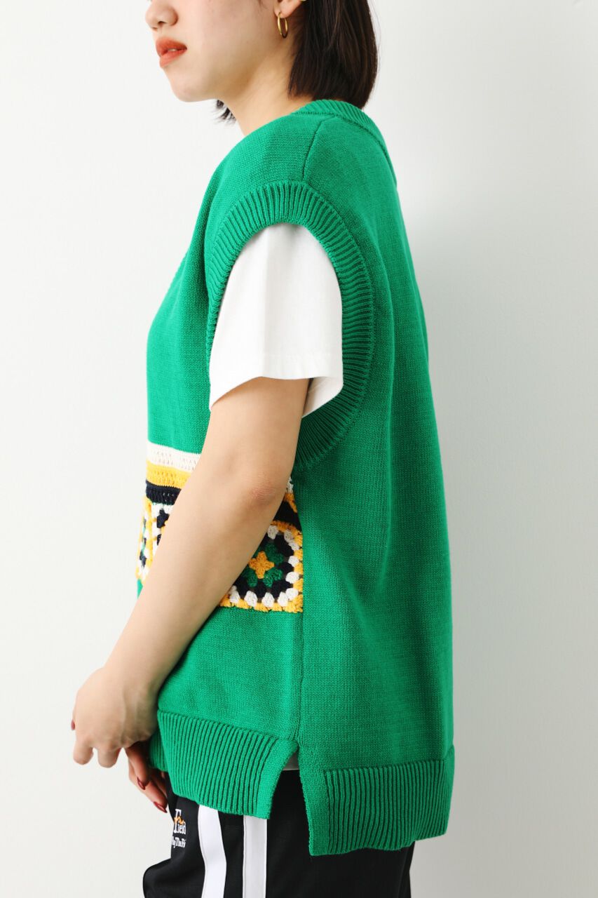 RODEO CROWNS「クロシェモチーフニットベスト」|ダウンベスト・ベスト|