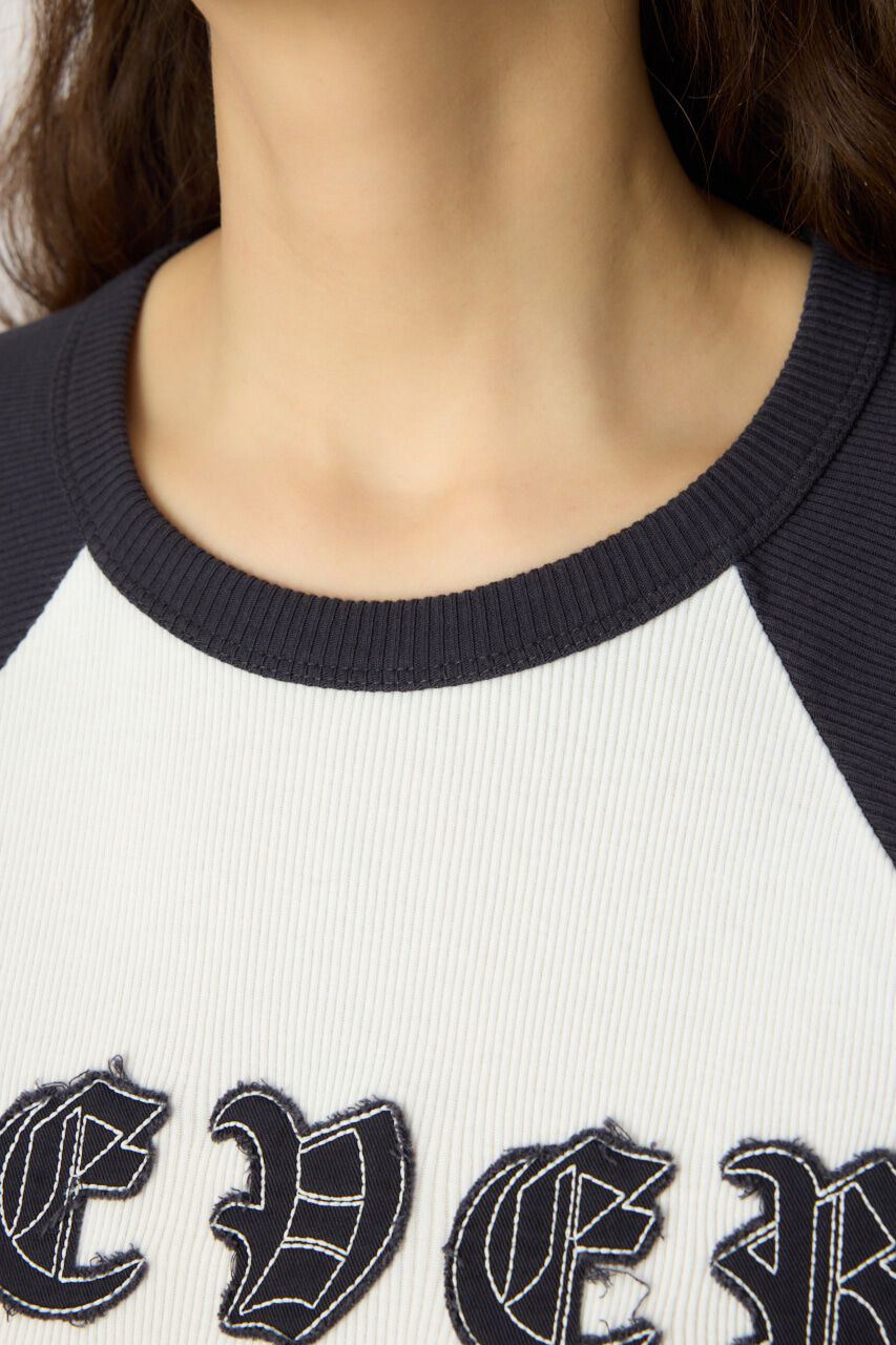 RODEO CROWNS「ダメージアップリケラグランリブ Tシャツ」|Tシャツ・カットソー|