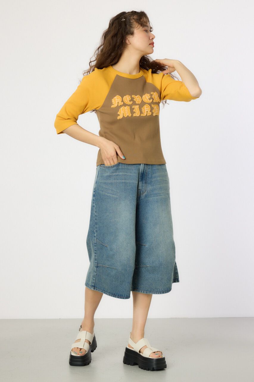 RODEO CROWNS「ダメージアップリケラグランリブ Tシャツ」|Tシャツ・カットソー|