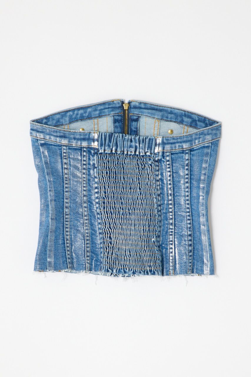 SLY「METALIC FRONT ZIP コルセット」|チューブトップ|