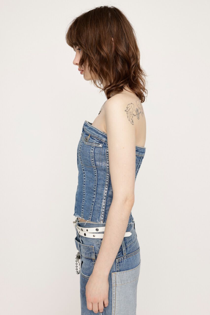 SLY「METALIC FRONT ZIP コルセット」|チューブトップ|