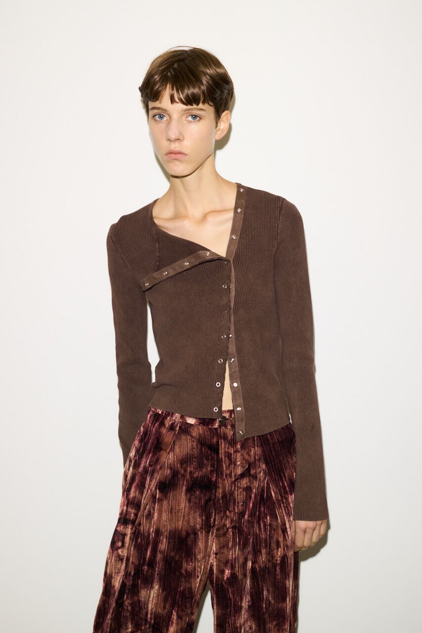 SLY「SLANT BUTTON HG RIB トップス」|ニット・セーター|BRN