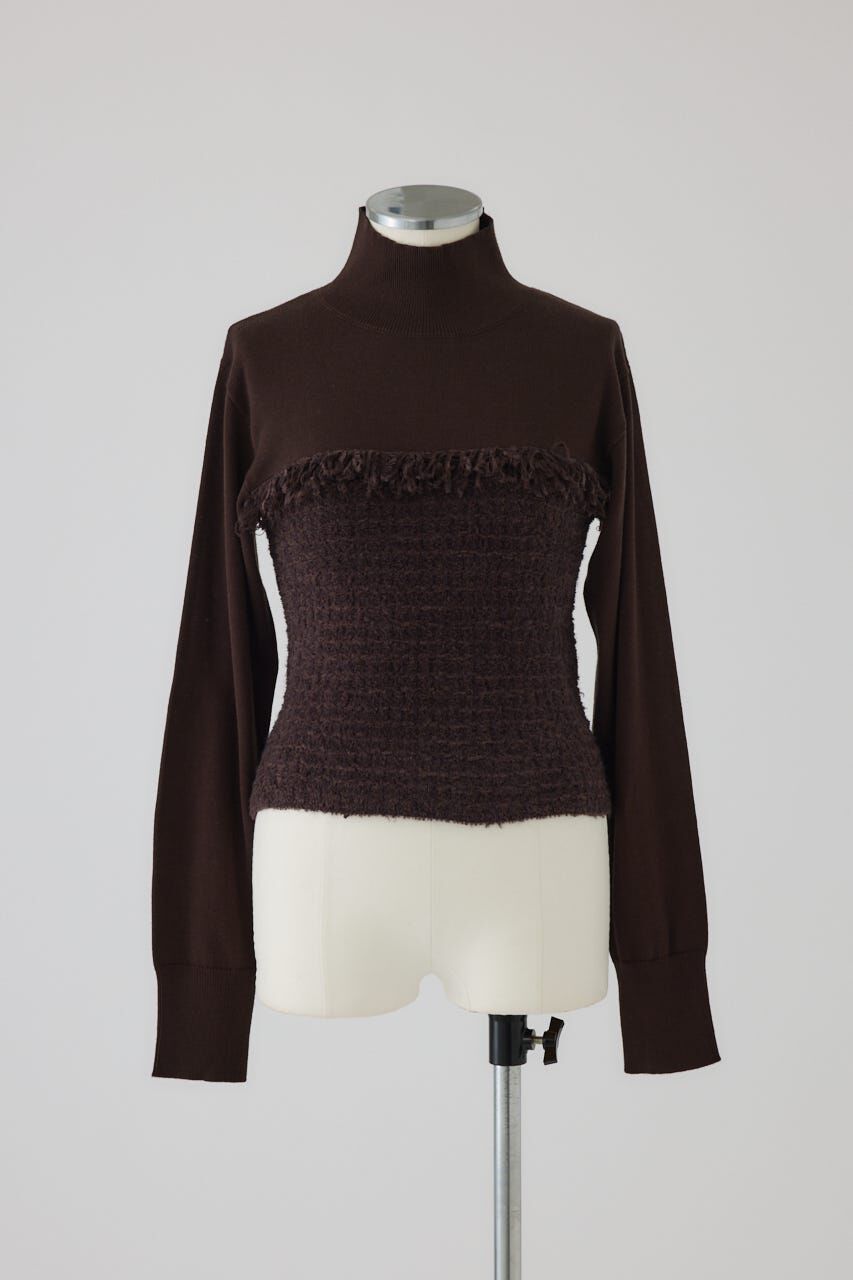 RIM.ARK 「Tweed docking knit tops」|ニット・セーター|BRN