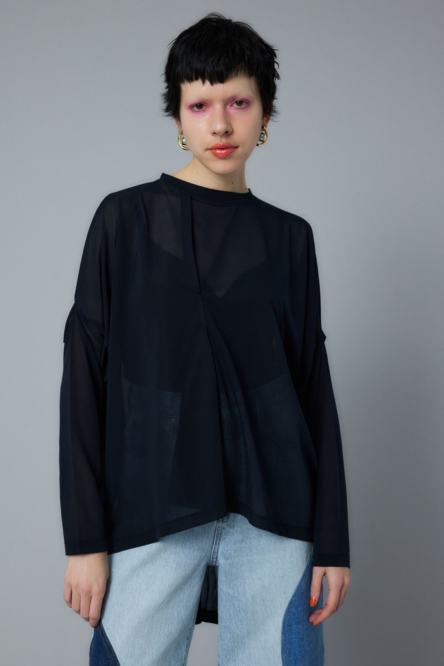 HeRIN.CYE「Sheer deformation tops」|Tシャツ・カットソー|D/NVY3