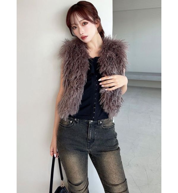 RESEXXY「フラッフィーボリュームショートベスト」|その他|