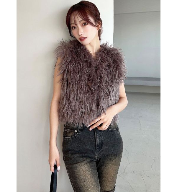 RESEXXY「フラッフィーボリュームショートベスト」|その他|