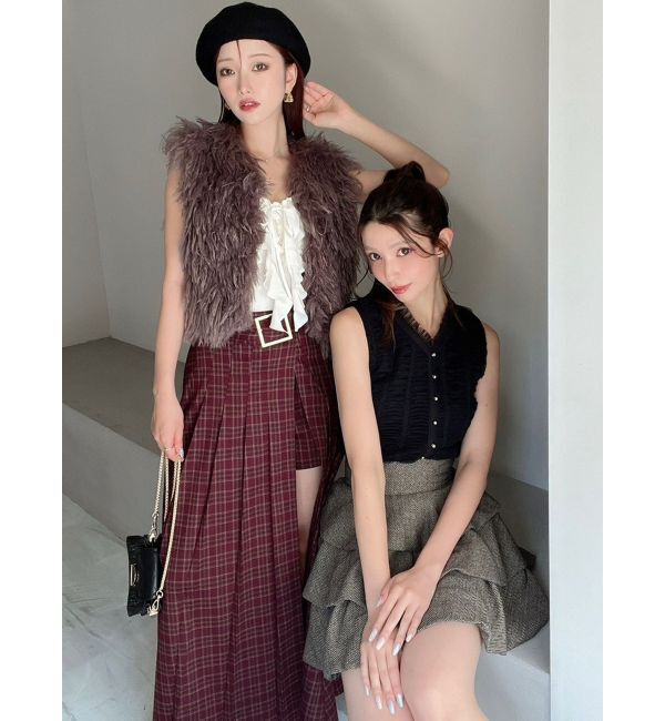 RESEXXY「フラッフィーボリュームショートベスト」|その他|