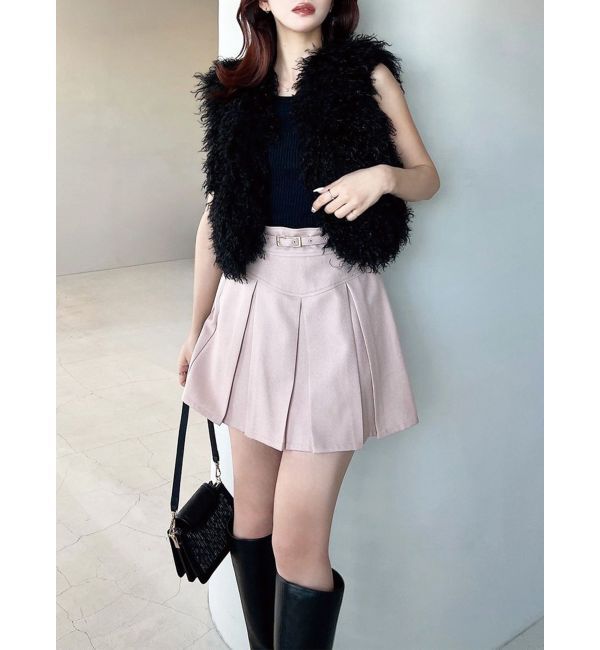 RESEXXY「フラッフィーボリュームショートベスト」|その他|ブラック