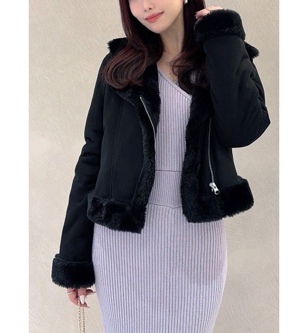 RESEXXY「フェイクムートンブルゾン」|ブルゾン・スタジャン|ブラック