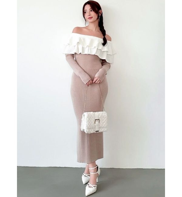 RESEXXY「フリルタイトニットワンピース」|ワンピース|