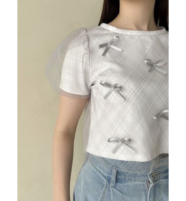 dazzlin「ランダムリボンシアーTシャツ」|Tシャツ・カットソー|