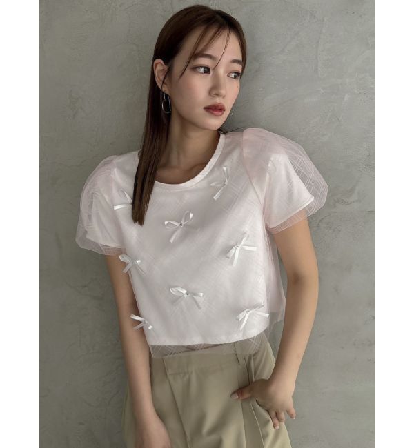 dazzlin「ランダムリボンシアーTシャツ」|Tシャツ・カットソー|