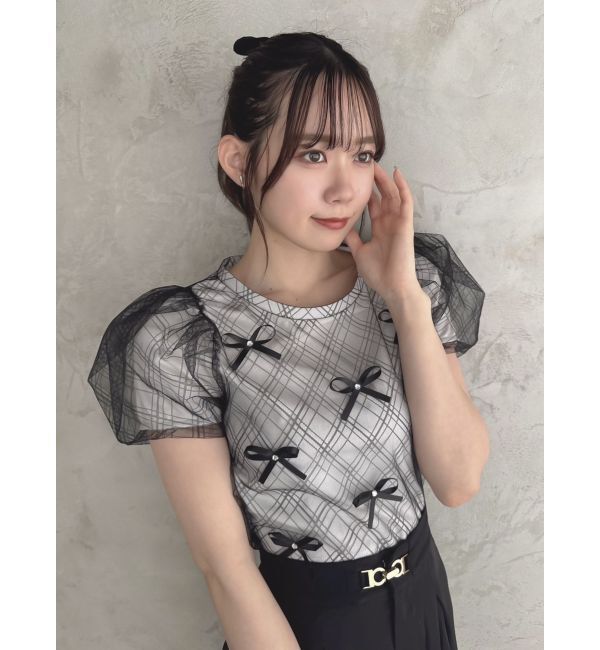 dazzlin「ランダムリボンシアーTシャツ」|Tシャツ・カットソー|