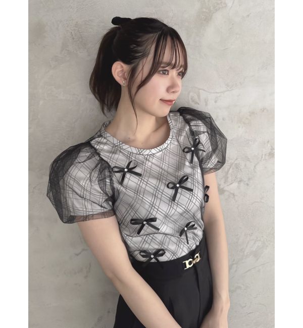 dazzlin「ランダムリボンシアーTシャツ」|Tシャツ・カットソー|