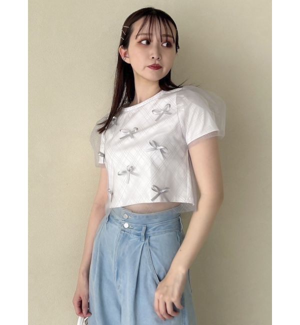 dazzlin「ランダムリボンシアーTシャツ」|Tシャツ・カットソー|