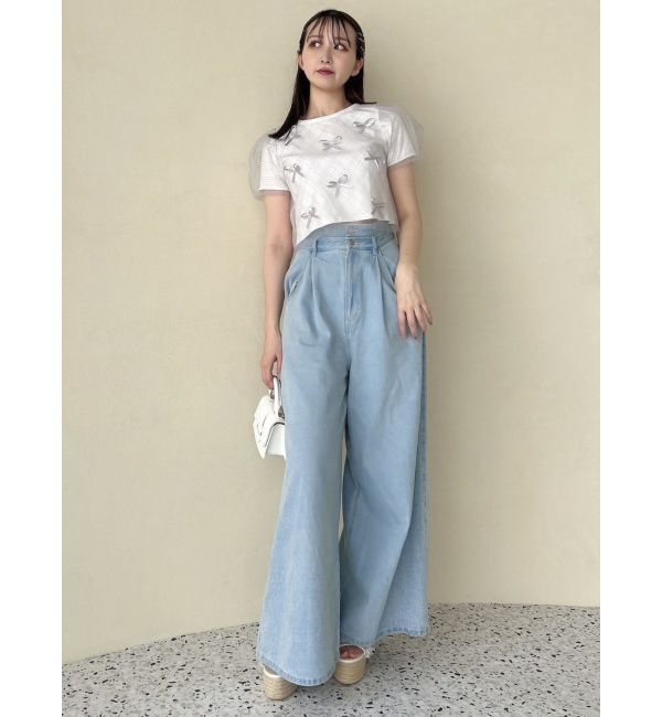 dazzlin「ランダムリボンシアーTシャツ」|Tシャツ・カットソー|