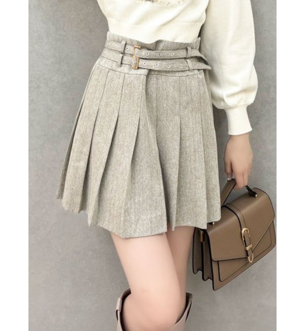 dazzlin「ダブルベルトミニスカート」|スカート|ベージュ
