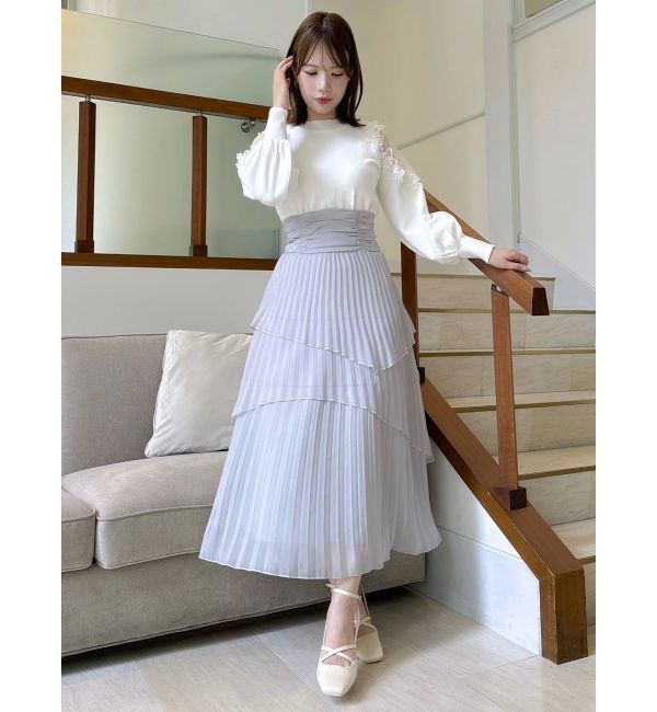 dazzlin「ランダムシアープリーツティアードスカート」|スカート|