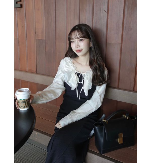 dazzlin「フリルカラードッキングリブワンピース」|ワンピース|