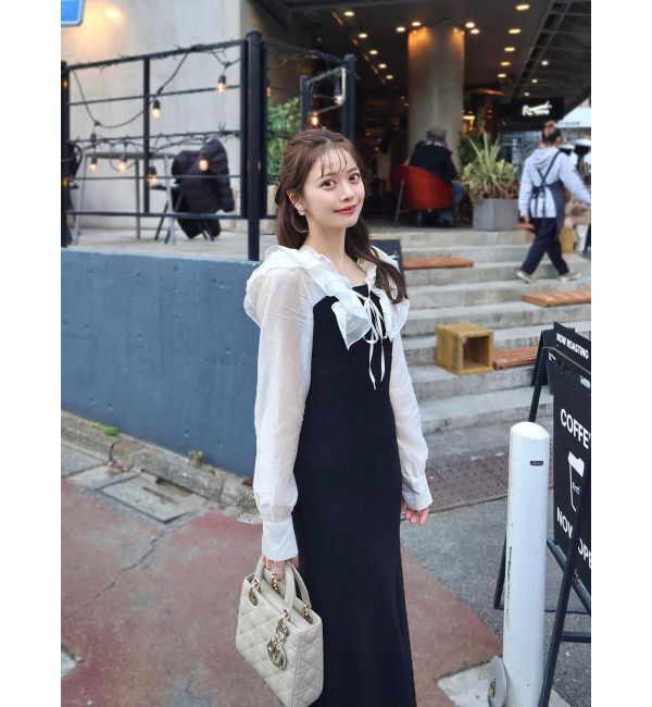 dazzlin「フリルカラードッキングリブワンピース」|ワンピース|