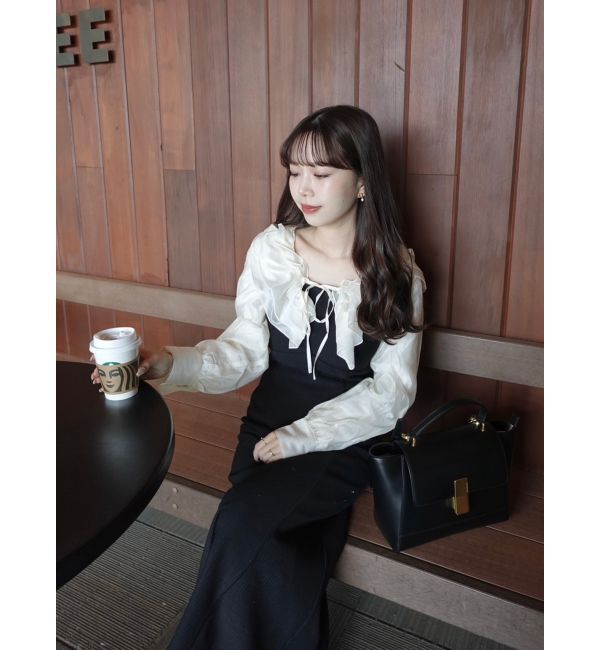 dazzlin「フリルカラードッキングリブワンピース」|ワンピース|