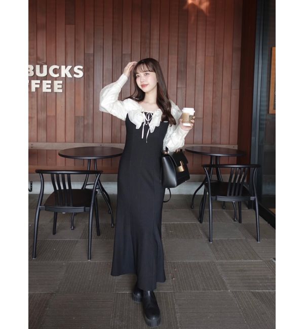 dazzlin「フリルカラードッキングリブワンピース」|ワンピース|