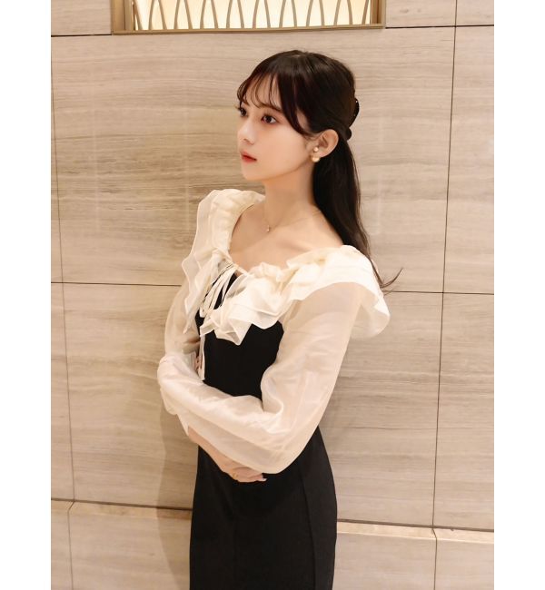 dazzlin「フリルカラードッキングリブワンピース」|ワンピース|