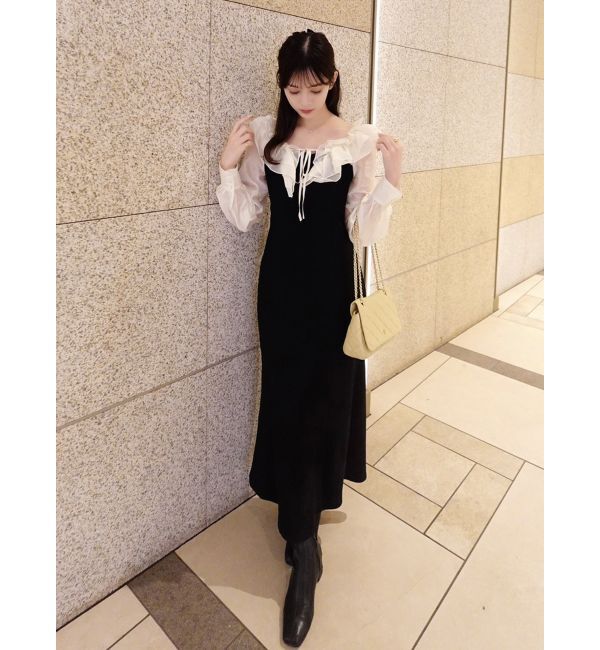 dazzlin「フリルカラードッキングリブワンピース」|ワンピース|