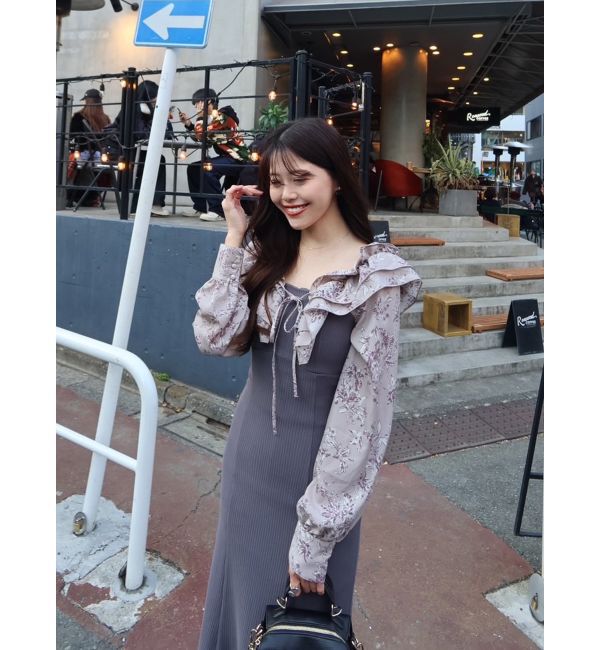 dazzlin「フリルカラードッキングリブワンピース」|ワンピース|