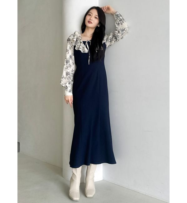 dazzlin「フリルカラードッキングリブワンピース」|ワンピース|