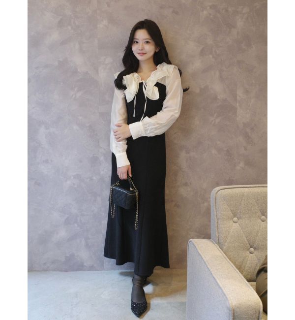 dazzlin「フリルカラードッキングリブワンピース」|ワンピース|